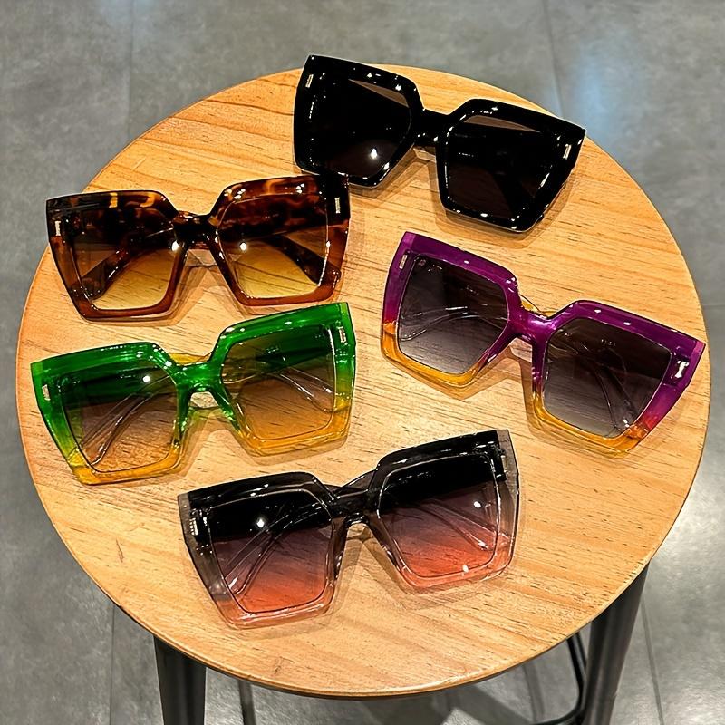 Gradient Fashion Sunglasses Large Square Rectangle Frame Anti-Reflective Lens Sport Eyewear Summer Beach Party Accessory