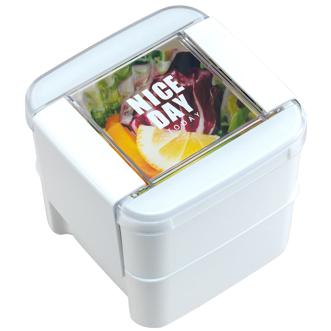

Iwasaki Kogyo Bento Box Lunch Box Square 2 Tiers 680ml White Easy Care
