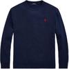 Polo Crew Neck Long Sleeve Loose Fit Solid Color Knit Sweater Men Sweater Blue MNPOTSH16820167-400