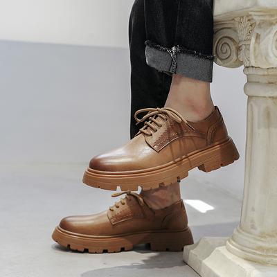 Fashion Brand Thick Bottom Men Outdoor Shoes Beef Tendon Outsole Sneakers Genuine Leather British Style Shoe Casual Lace Up Oxford Shoes