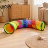 Safe Cat Toy Tunnel Rainbow Toy, Collapsible Hide with Peek Hole, Zippered Modular Tunnels, Can Be Freely Combined for Indoor Cats Kittens