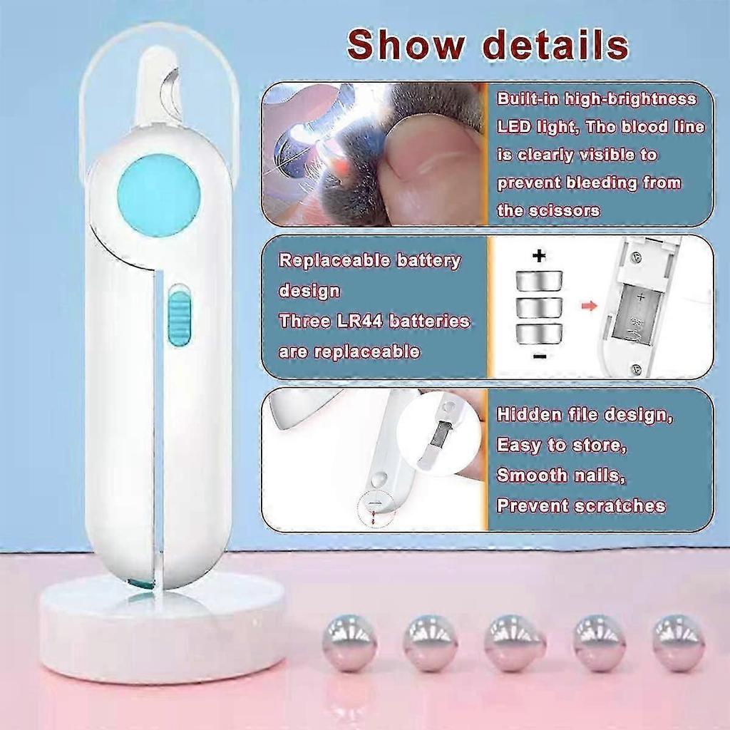 Nail Clippers with LED Light, Pet Nail Clippers And Trimmers, Anti Cutting Bloodline, for Small Medium Dogs Cats Rabbits