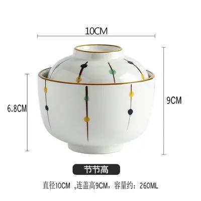 Kitchen Supplies, Ceramic Bowls, Hand-painted Blue and White Porcelain Soup Bowls, Steamed Egg Bowls with Lids, Tableware