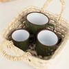 Thickened Tea Jar with Cover Mug Water Cups Nostalgic Enamel Cup  Camping