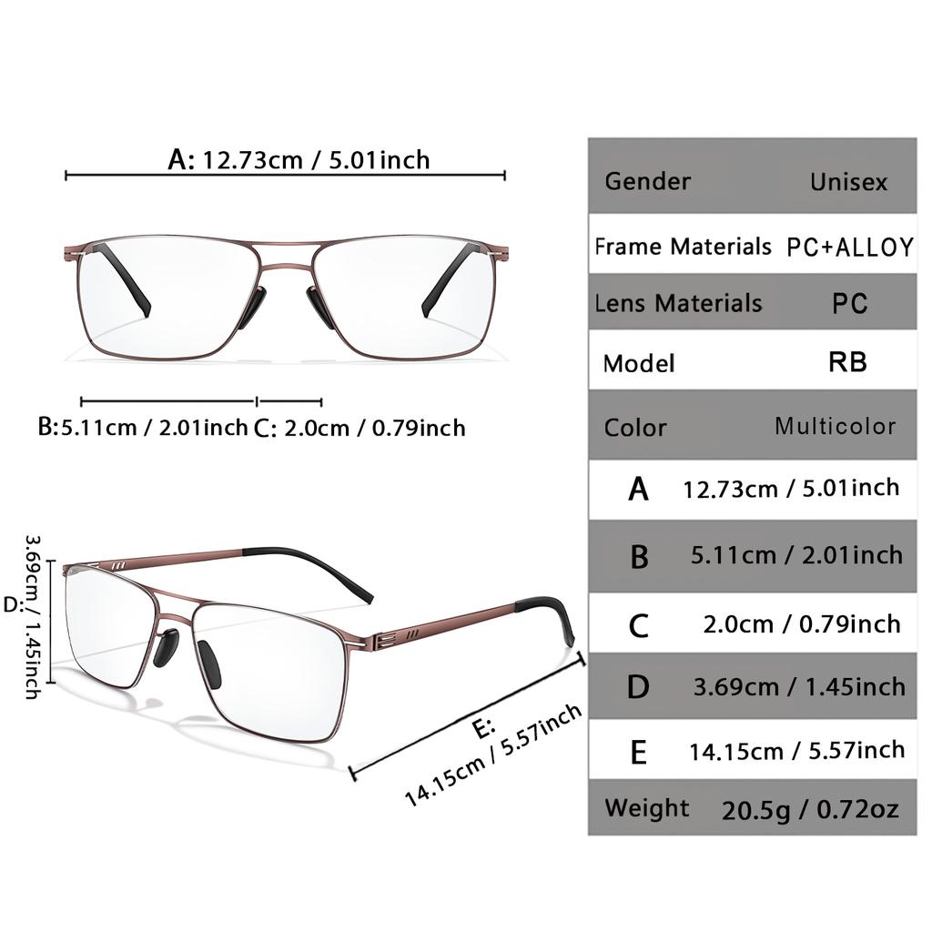 1/3 Pairs Photochromic Anti Blue Light Reading Glasses Metal Frame Rectangular Presbyopic Eyewear for Grandparents