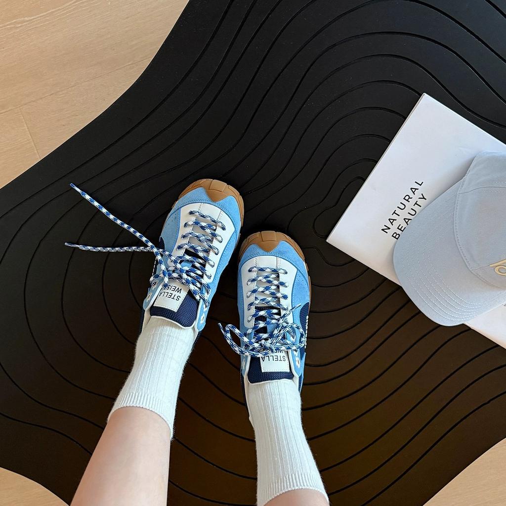 Super Soft Leather~ Leather Retro Blue Dexun Shoes Women's 2025 New Versatile Casual Sports Stray Shoes Board Shoes Tide