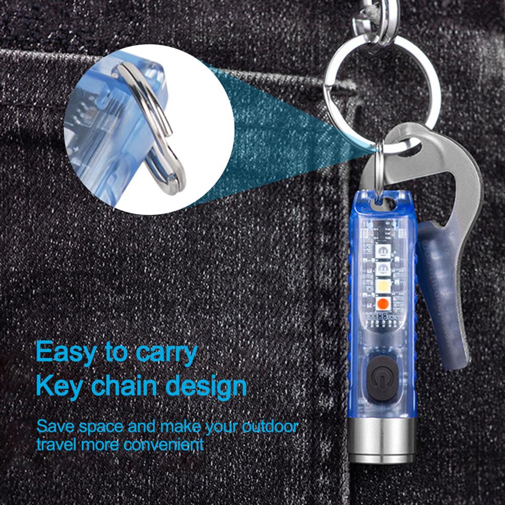 Mini Keychain Flashlight Multifunctional 400lm High Brightness Usb C Rechargeable Magnetic Torch Camping Light
