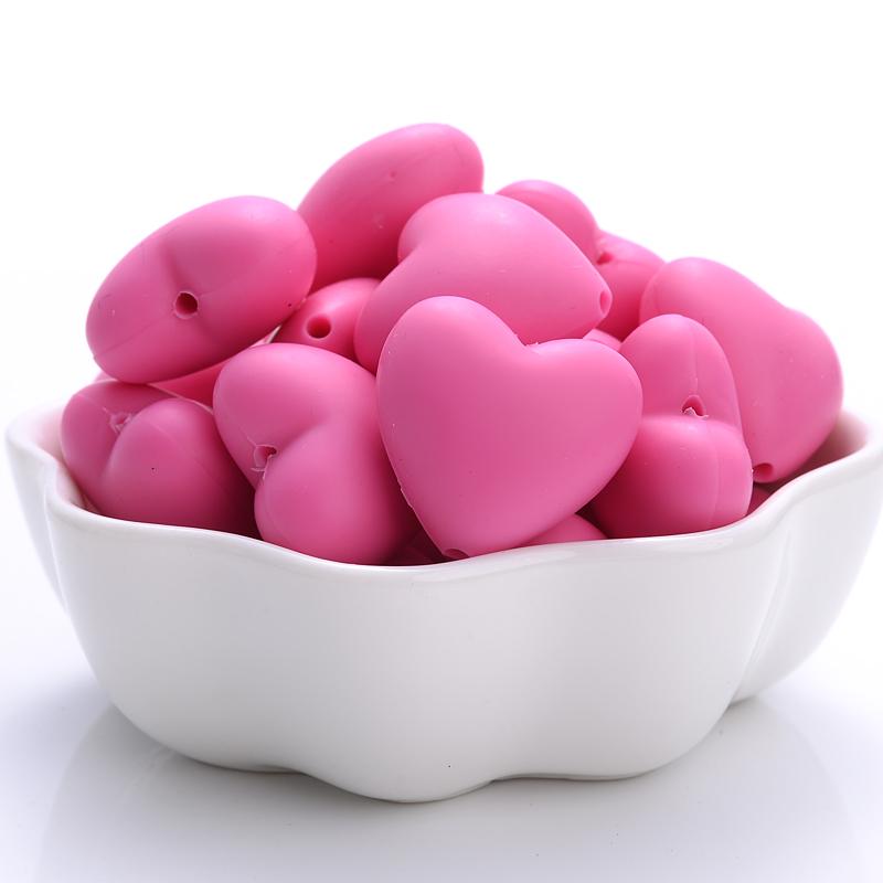 20Pcs 18x20mm Peach Heart Silicone Beads Baby Teethers Eco-friendly BPA Free Teething Beads Necklace Pacifier Chain Accessories