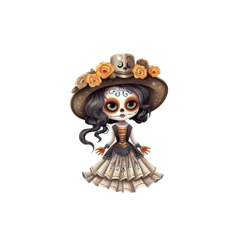 Halloween Terrifying Painted Girl Acrylic Flat Surface Pendant For Decor