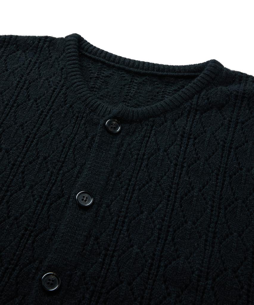 MMIC Cashmere Crochet Cardigan (Black)
