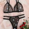 Women's Bra Set Women Three-point Transparent Sexy Lingerie Floral Embroidery Underwear Women Set Lace Spicy Underwear Kits