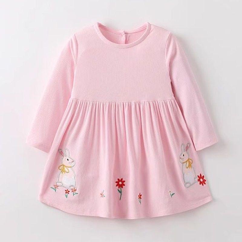 Foreign Trade Children s Pink Knitted Dress, Girls New Spring and Autumn Dress, Baby Soft and Skin-Friendly Princess-Style Dress 10620 130 cm