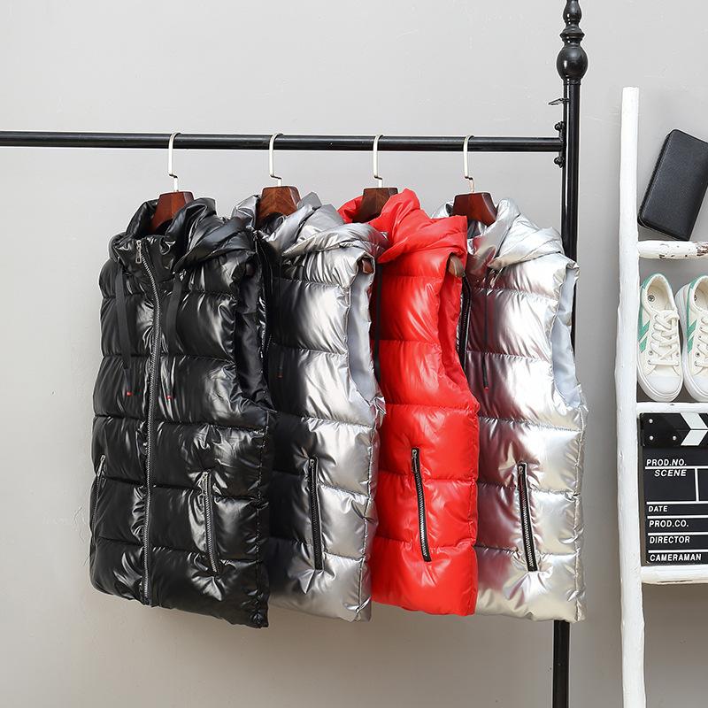 Men's Vest Autumn and Winter Glossy Jacket Thickened Cotton Vest Thermal Vest Korean Version Trendy Outer Wear Couple Vest
