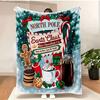 Red Blanket Merry Christmas Flannel Blanket Gingerbread Man Santa Claus Snow Tree Printed Soft Fluffy Office Sofa Chair Nap Gift