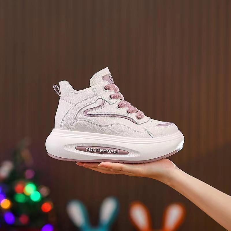 Thick-soled High-top Shoes, Little White Dad Shoes, Women's Autumn 2024 New Autumn Breathable and Versatile Casual Sports Women's Shoes