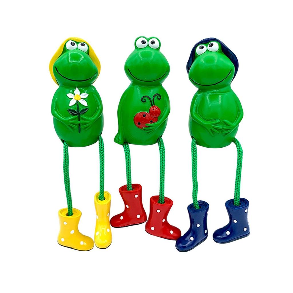 3 Pack Garden Frogs Figurines Cute Sitting Frogs Statue Sculptures Outdoor Resin Frogs Garden Decoration Yard Patio Tabletop Bookshelf Decoration