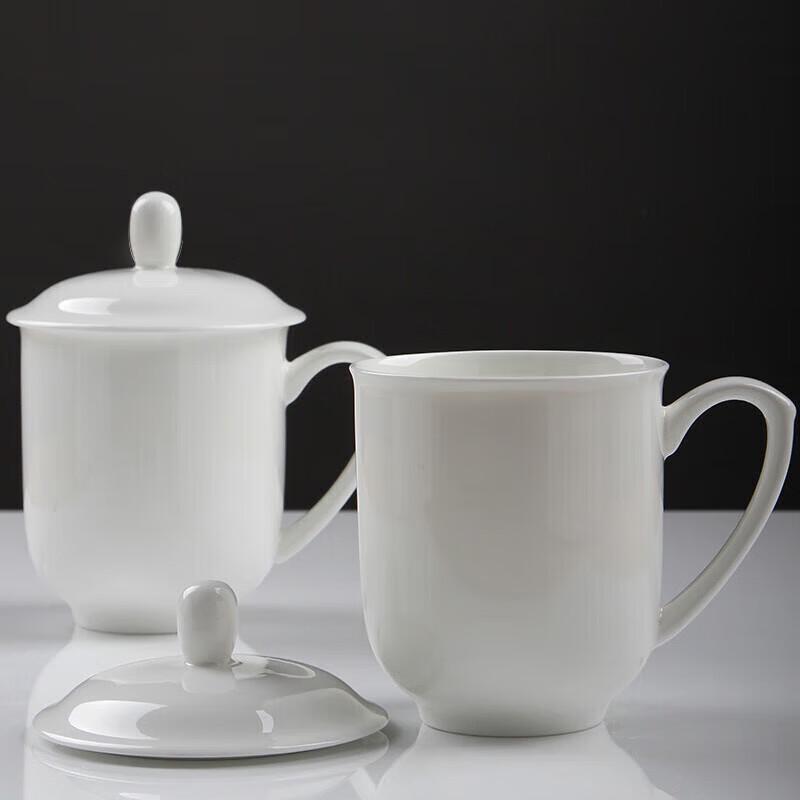 Zhongjing Hall Pure White Ceramic Tea Cup with Lid