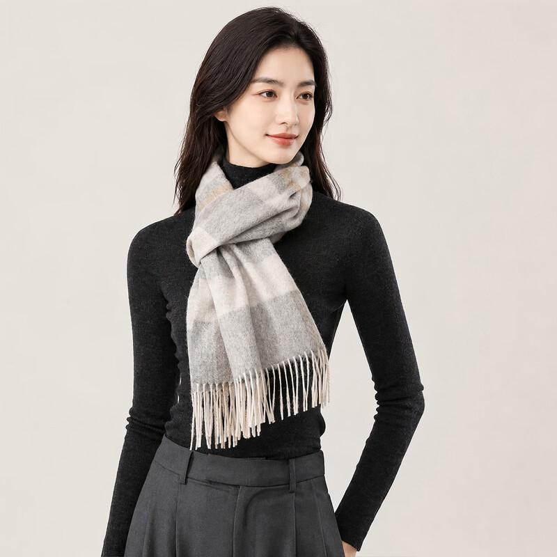 Tianshan 100% Cashmere Plaid Scarf