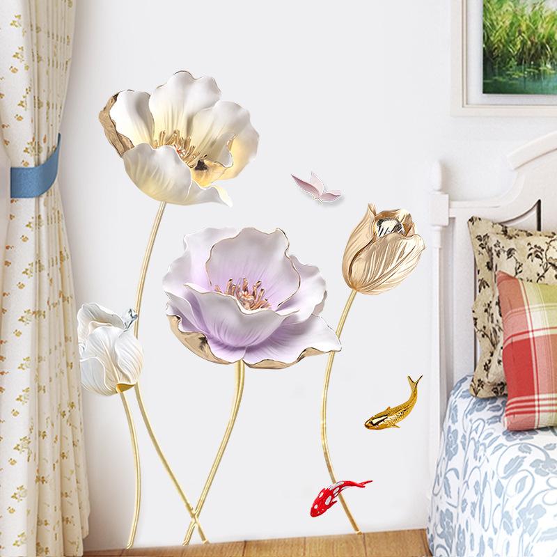 Self Adhesive Wallpaper Large Tulip Pattern Removable Decor for Bedroom Living Room Dormitory Home