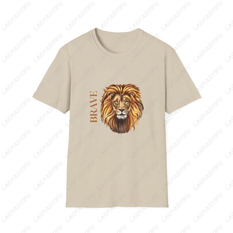 Brave Lion Unisex Inspirational Tshirt Casual Wear Motivational Birthday Gifts Tops Animal Lover Apparel Men Women Cotton Tees