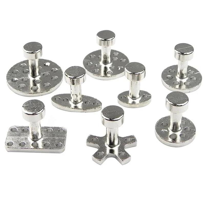 8 Stück Karosserie Lackfreies Ausbeulen Hagel Dellen Schnalle Aluminiumlegierung Klebeauszieher Laschen Entferner Automobil Reparaturset Lack Dellen Reparaturwerkzeuge