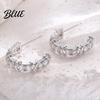Two-tone Earrings 1 Pair Women C-Ring Shape Ear Buckle Design