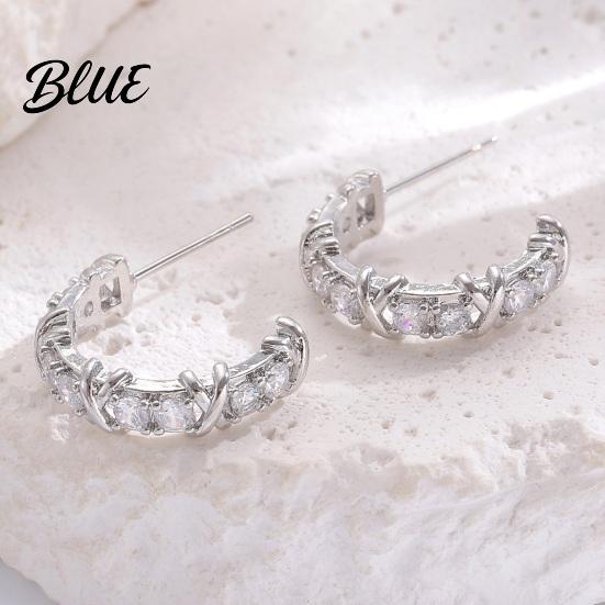 Two-tone Earrings 1 Pair Women C-Ring Shape Ear Buckle Design