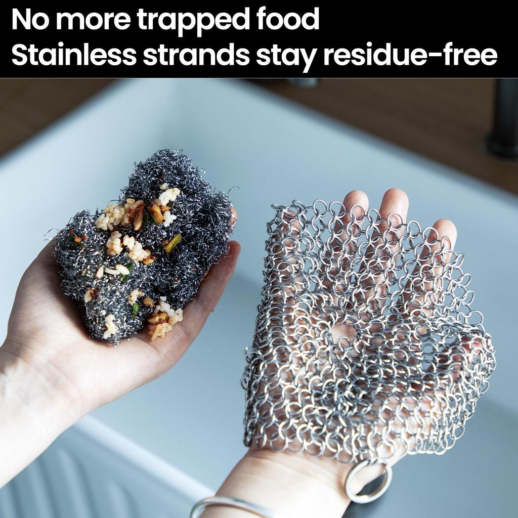 Reusable Kitchen Rust Remover Cleaning Brush Stainless Steel Scrubber Washing Net For Home Cookware Daily Cleaning Use