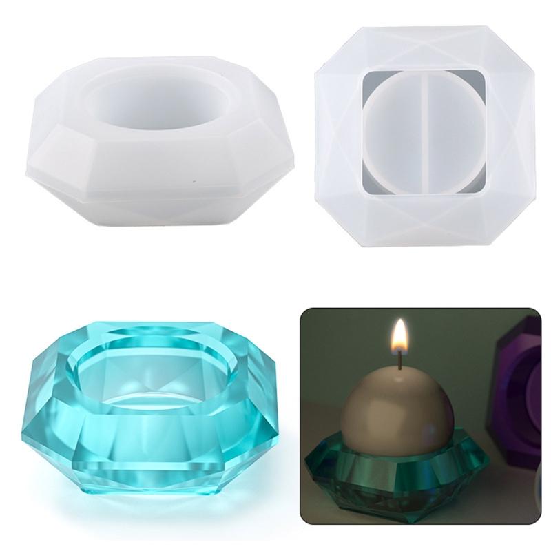 Tealight Candle Holder Resin Molds,Silicone Diamond Candlestick Molds for Epoxy Resin Casting,Wedding Home Decoration