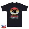 God Drums Coffee Funny Drumming Drum Set Drummer Vintage Men's T Shirt Black Tee
