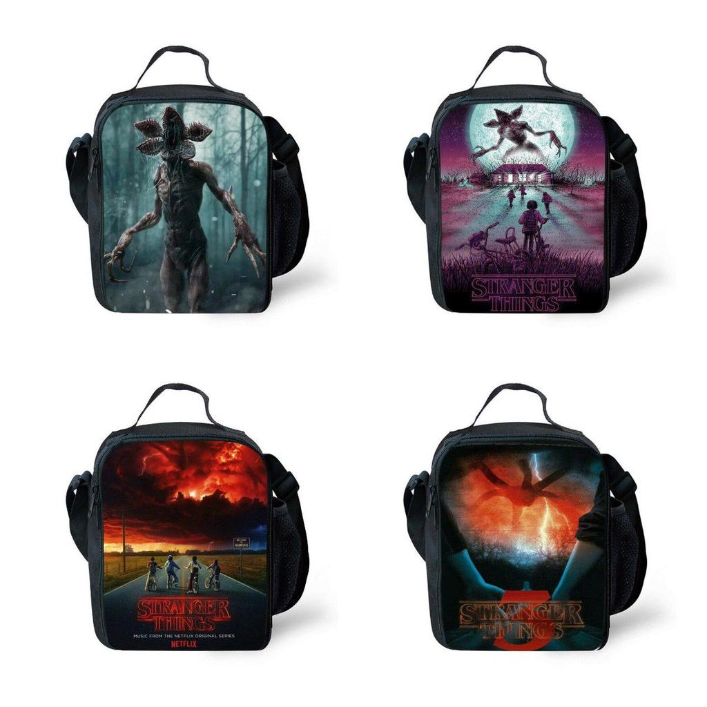 Stranger Things Insulated Lunch Box Bag Durable Oxford Backpack For Outdoor Picnic And Beach With Smooth Zipper