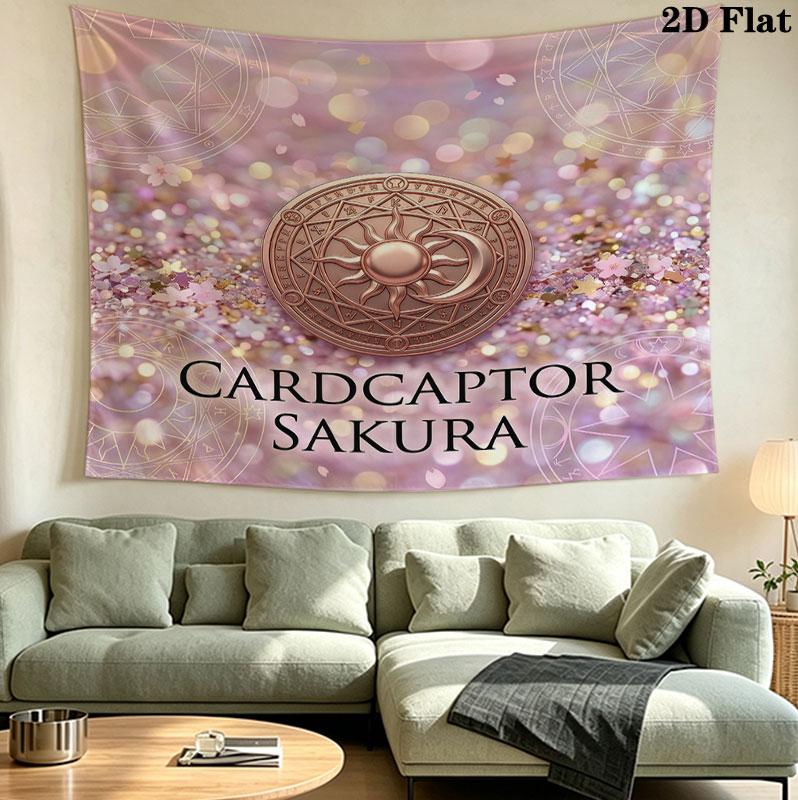 Cardcaptor Sakura Wall Tapestry Aesthetic Wall Hanging Printed Fabric Blanket Decorative Tapestries For Bedroom Living Room Home Decor