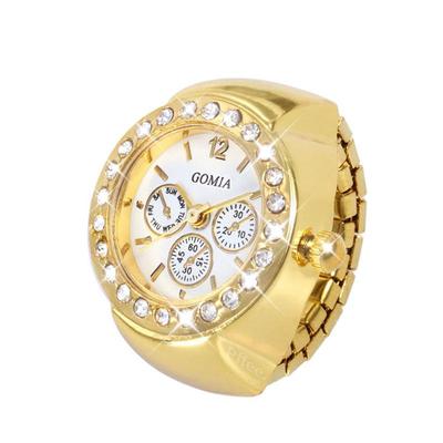 Montre à doigt punk vintage mini bracelet élastique couleur or couple anneaux bijoux horloge rétro montres à quartz bague pour femmes hommes