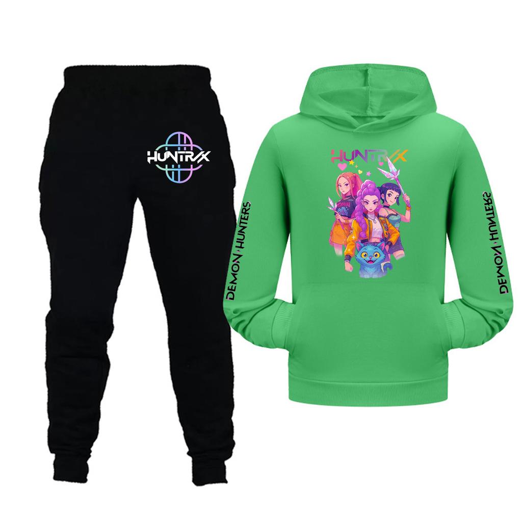 Kids Girls Long Sleeve Hooded Sweatshirt And Pants Set For Toddler And Big Kids 2Pcs Outfits