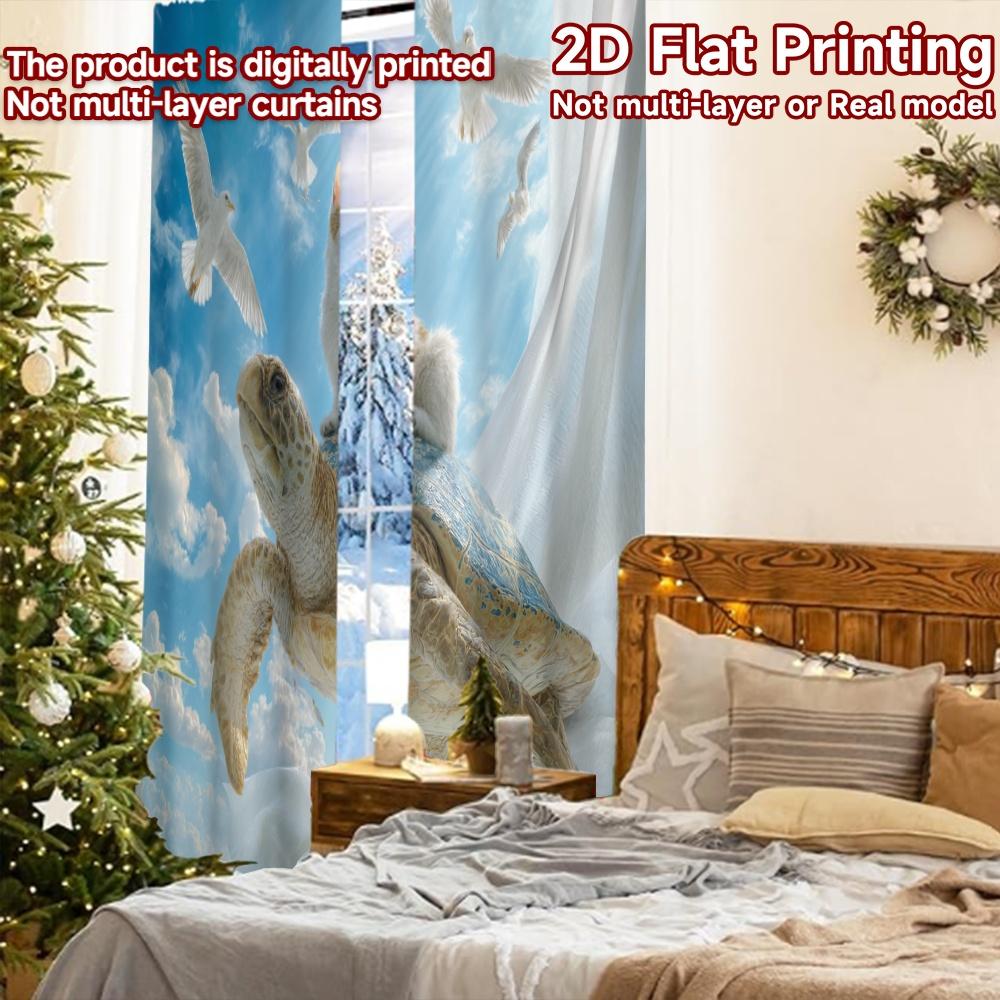 2pcs, 2D FLAT PRINTING Curtains (Without Rod) OceanAdventure Halloween Festival Creative Curtains Versatile Fabric Curtains All
