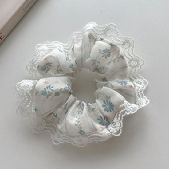 Korean Style Summer Scrunchie with Lace Bowknot - Floral Hair Accessory for Women