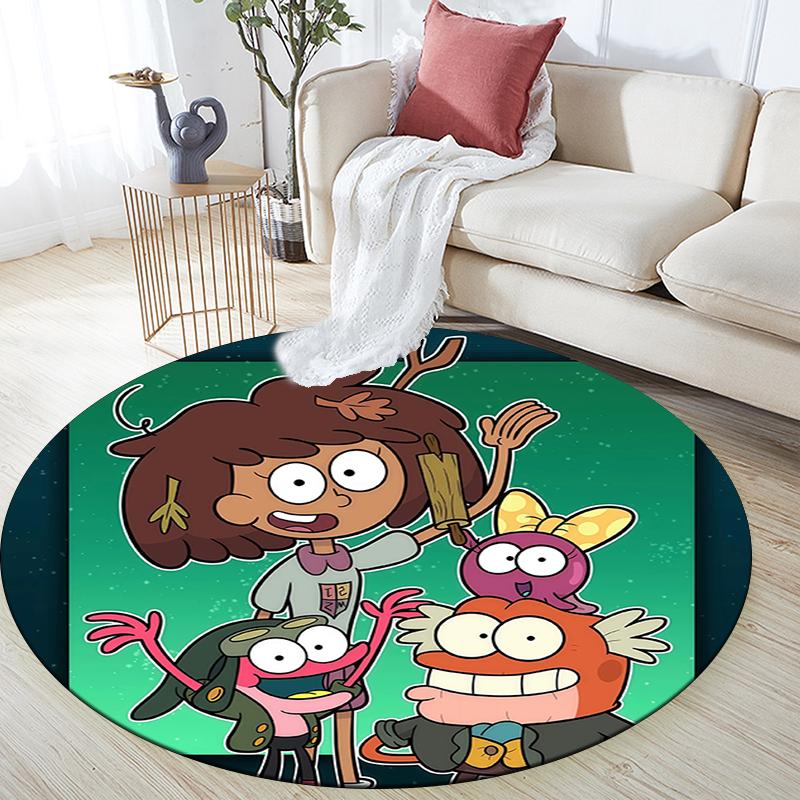 Amphibia pattern round rug,Carpet Rug for Living Room Bedroom Playroom ,Non-slip Floor Mat,Holiday Gifts and Birthday Gifts.