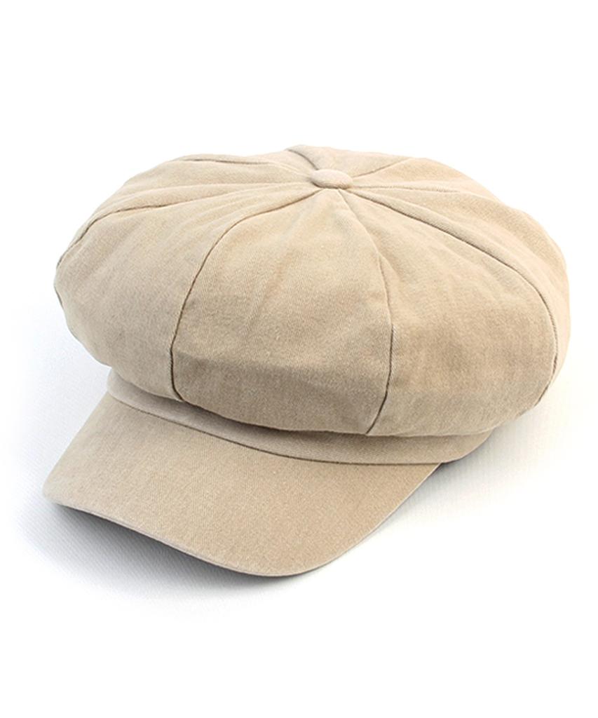 Belted Hard Washing Beige Newsboy Cap