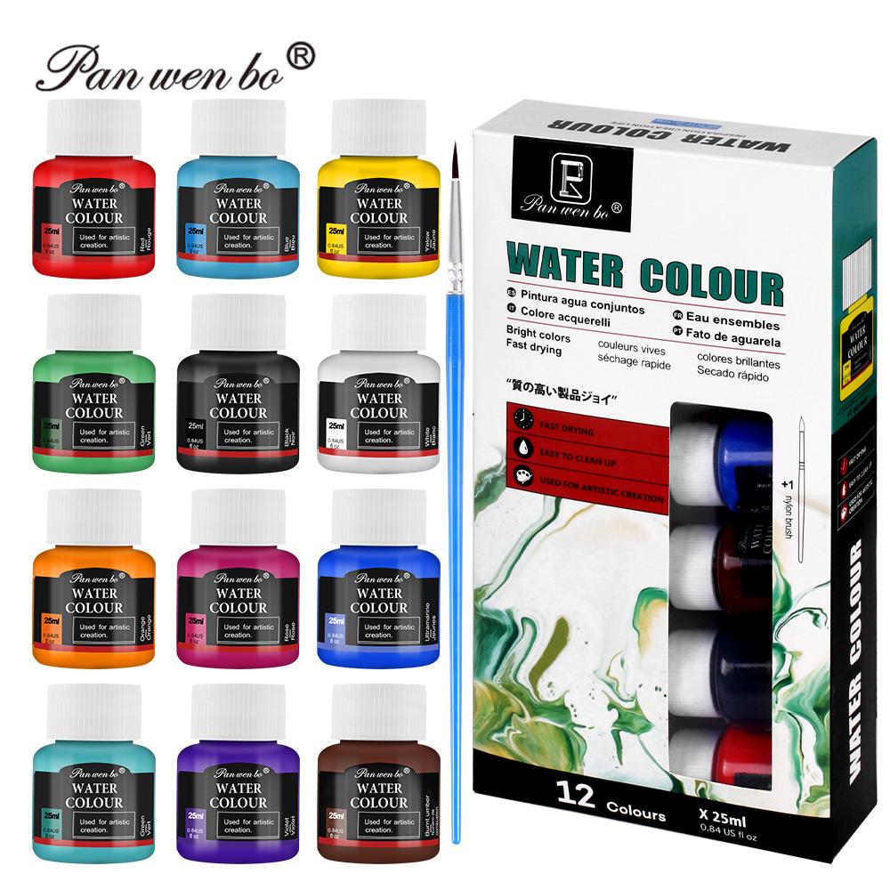 6/12-color Acrylic Pigment Set 25ml Glass Textile Advertising Gouache Watercolor Oil Paint