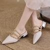Patent Leather Pointed Toe Half-slipper High-end Studded Sandals For Women Summer Outdoor Flat Shoes