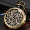 10pcs/lot Wholesale Bronze Skeleton Floral Branches and Leaves Carved Pocket Watch Lady Necklace Pendant Vintage Clock Men Gift