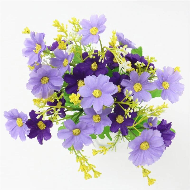 22*33CM One Bouquet 7Branch 28 Head Silk Daisy Artificial Decorative Flower DIY Wedding Floral Arrangement Home Room Table Decor