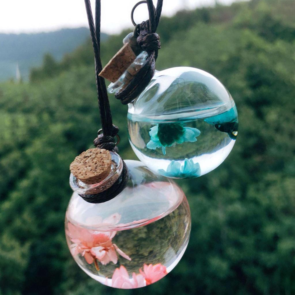 Car Hanging Diffuser Bottles Empty Glass Bottle With Flower Car Mirror Aromatherapy Fragrance Hanging Pendant Air Freshener