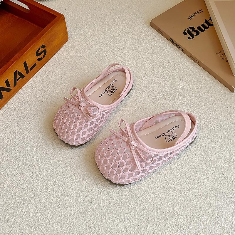 

Girls Mesh Hollow Summer Sandals2026New cute bow-knot sandals for small, medium, and large children princess shoes 23Inner Length14.1cm розовый