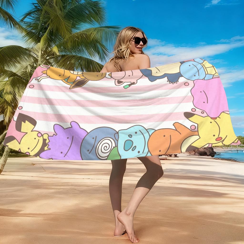 Cute Pokemon Beach Towel Quick-Drying Super Absorbent Bath Towel For Beach Pool Sport Yoga Gym Home Travel Towel Gift for Friend