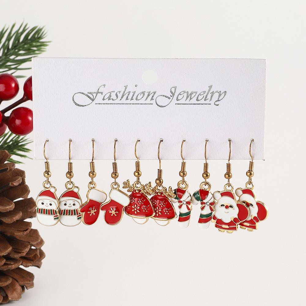 Xiaomi 25Pairs/5Pairs Christmas Series Earrings Cartoon Santa Claus Gingerbread Man Snowflake Alloy Earrings Set Women Christmas Gifts