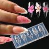 3D Spring Flower Nail Silicone Nail Carving Mold Lily Hibiscus Resin Design Nail Art Print Stencils Diy Manicure Mold Tools