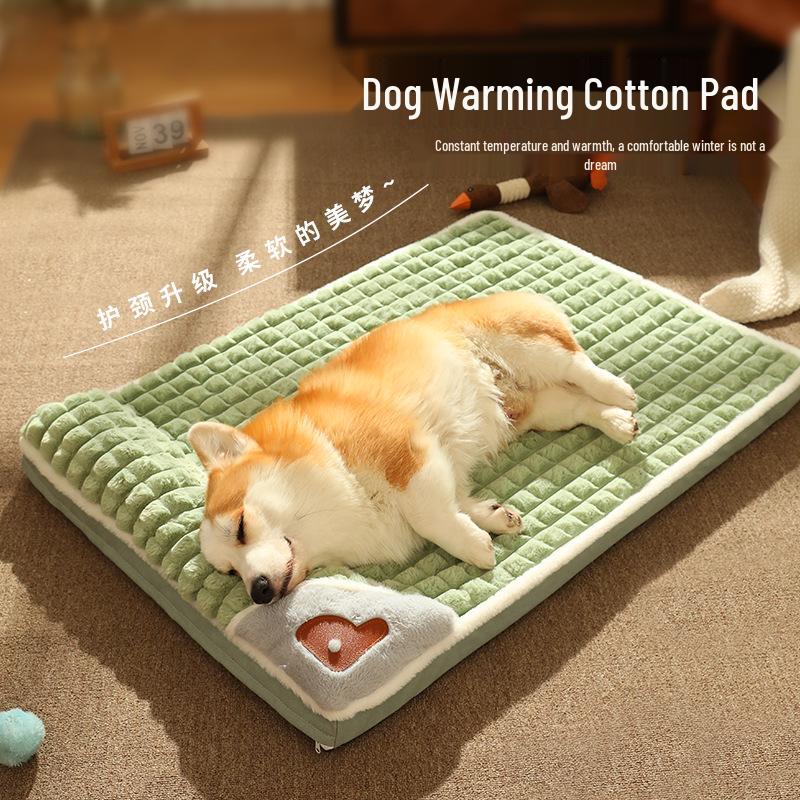 Four Seasons Thickened Dog Cushion: Warm, Removable, Washable Pet Nest & Sleeping Mat for Large Dogs.