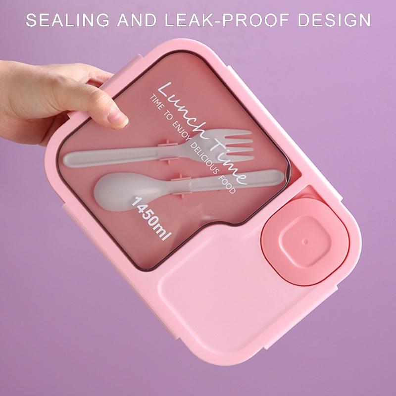 Multifunctional Meal Preparation Box Leak Proof Food Storage Box with Compartments and Utensils for Work and Picnics