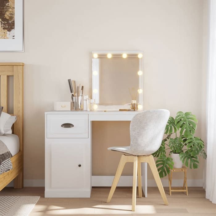 VidaXL Coiffeuse avec Lumières LED, Table de Maquillage avec Miroir et Tiroir, Table Cosmétique avec Compartiment, Meuble de 834970
